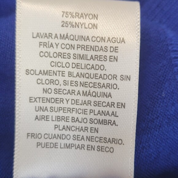 Cable and Gauge 3/4 sleeve cardigan blue and black polka dot size small - Picture 6 of 7